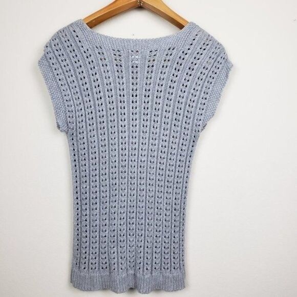 Isaac Mizrahi knit square neckline short sleeves top gray size large - Picture 7 of 8